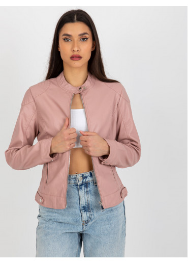 Púdrovo ružová koženková bunda
