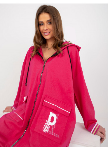 Fuchsiovo ružová predĺžená mikina