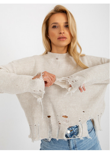 Béžovo hnedý potrhaný sveter