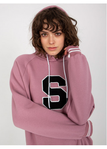 Tmavopúdrovo ružová mikina s kapucňou