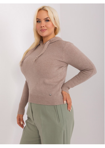 Béžovo hnedý pulóver s kapucňou