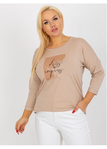 Béžovo hnedé tričko s potlačou