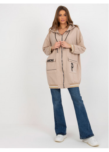 Béžovo hnedá predĺžená mikina