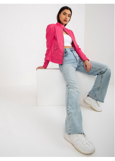 Tmavopúdrovo ružová koženková bunda