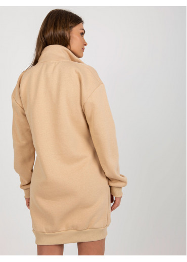 Béžovo hnedá predĺžená mikina