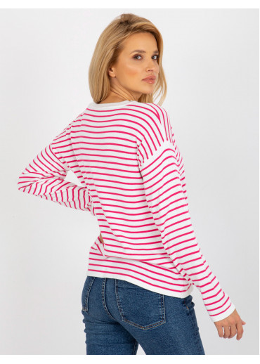 Ružový pruhovaný pulóver