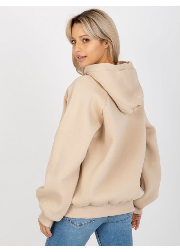 Béžovo hnedá oteplená mikina s kapucňou
