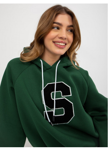 Tmavozelená mikina s kapucňou