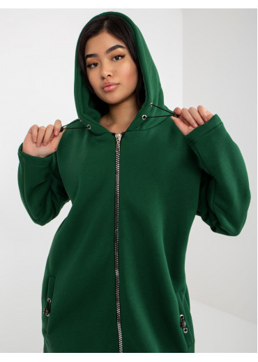 Tmavozelená predĺžená mikina