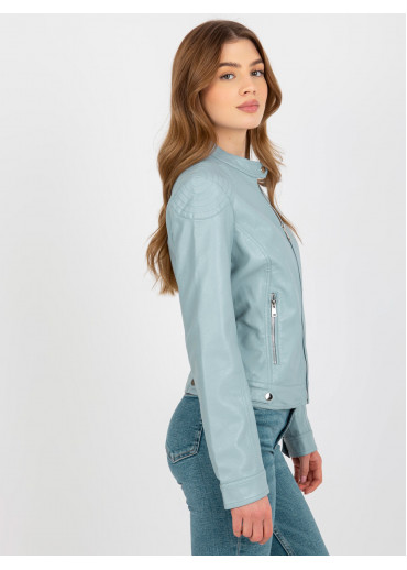 Svetlomodrá koženková bunda