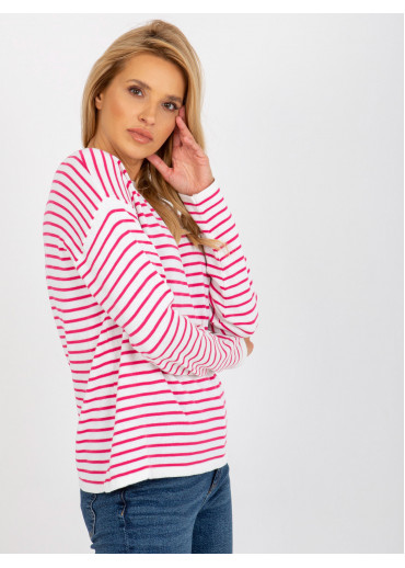 Ružový pruhovaný pulóver