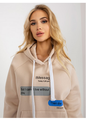Béžovo hnedá mikina s kapucňou