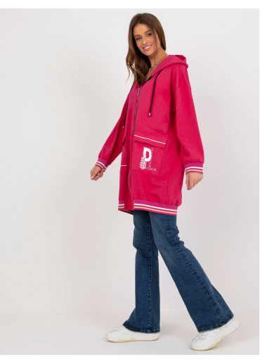 Fuchsiovo ružová predĺžená mikina