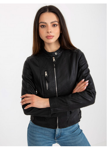 Čierna koženková bunda