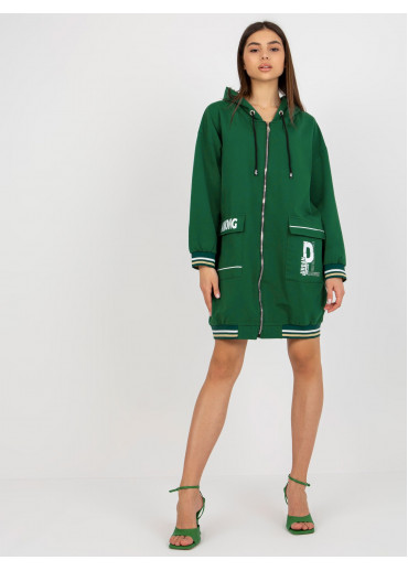 Tmavozelená predĺžená mikina