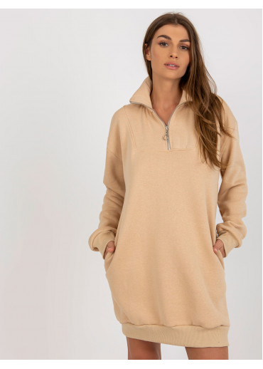 Béžovo hnedá predĺžená mikina