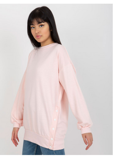 Púdrovo ružová predĺžená mikina