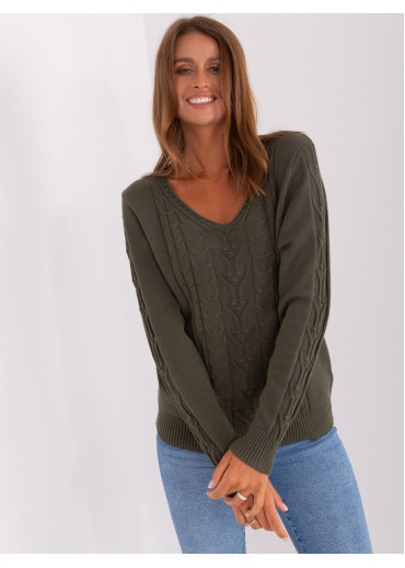 Khaki zelený pulóver