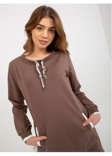 Hnedá mikinová tunika
