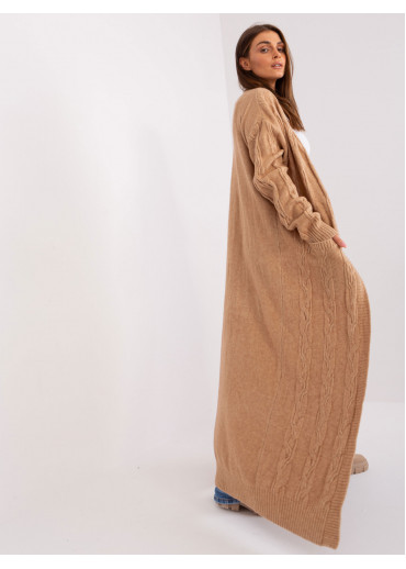 Kapučínovo hnedý dlhý kardigán