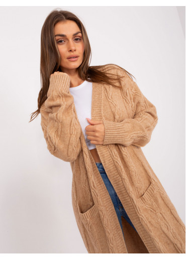 Kapučínovo hnedý dlhý kardigán