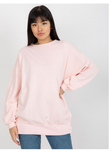 Púdrovo ružová predĺžená mikina