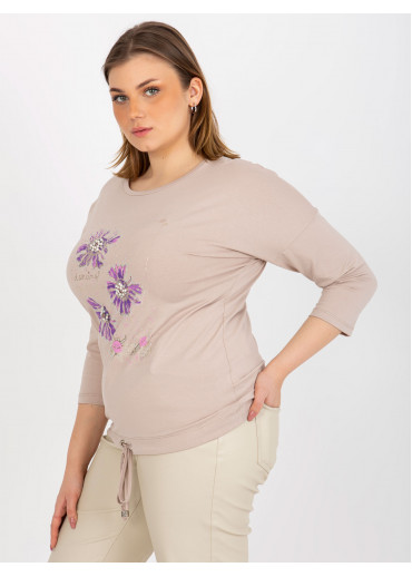 Béžovo hnedé tričko s potlačou