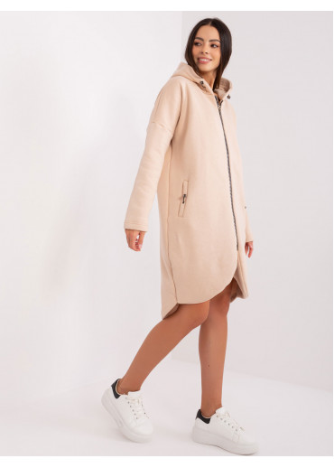 Béžovo hnedá predĺžená mikina