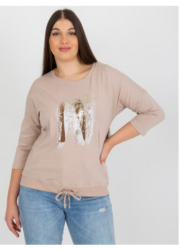 Béžovo hnedé tričko s potlačou