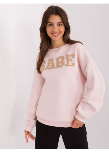 Púdrovo ružová mikina s nápisom