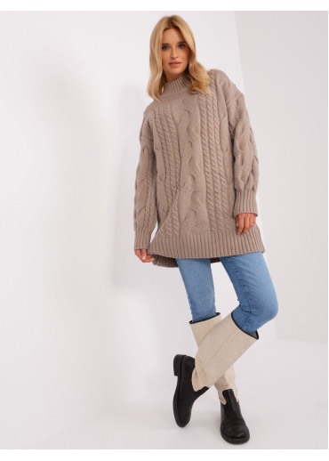 Béžovo hnedý predĺžený sveter