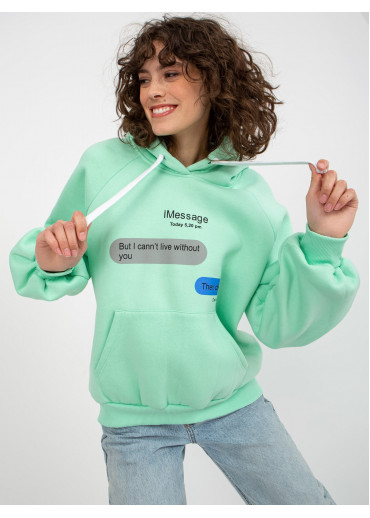 Svetlozelená mikina s kapucňou