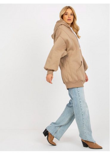 Béžovo hnedá predĺžená mikina