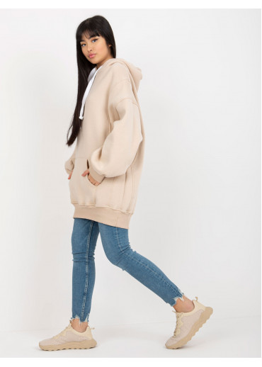 Béžovo hnedá predĺžená mikina