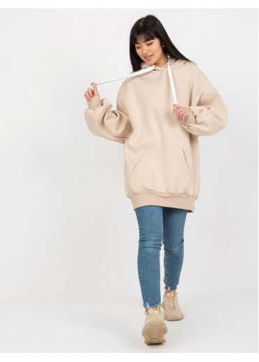 Béžovo hnedá predĺžená mikina