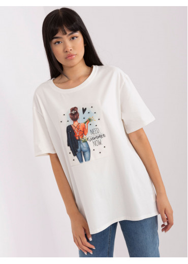 Smotanovo biele basic tričko s potlačou