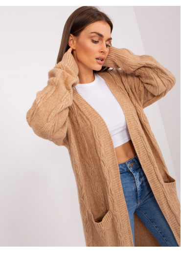 Kapučínovo hnedý dlhý kardigán