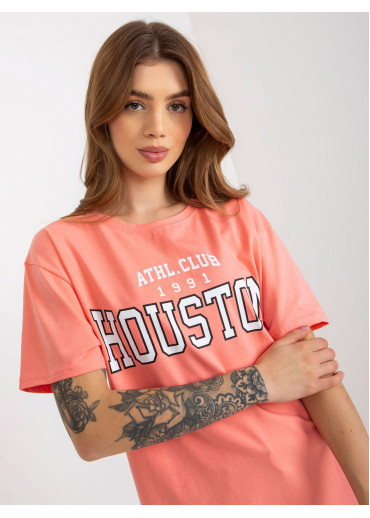 Broskyňovo ružové basic tričko s potlačou