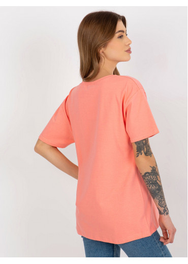 Broskyňovo ružové basic tričko s potlačou