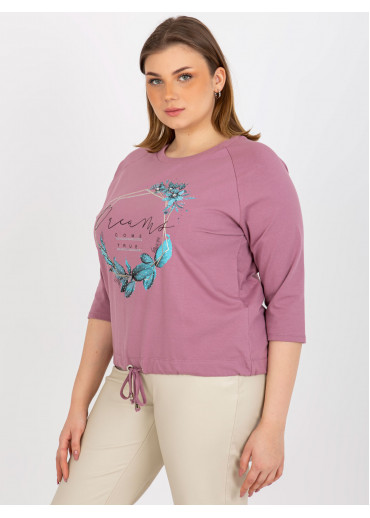 Tmavopúdrovo ružové tričko s potlačou