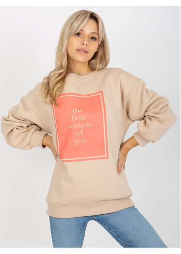 Béžovo hnedá mikina s potlačou