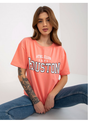 Broskyňovo ružové basic tričko s potlačou