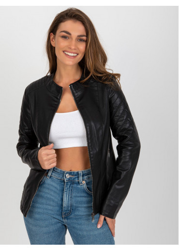 Čierna koženková bunda