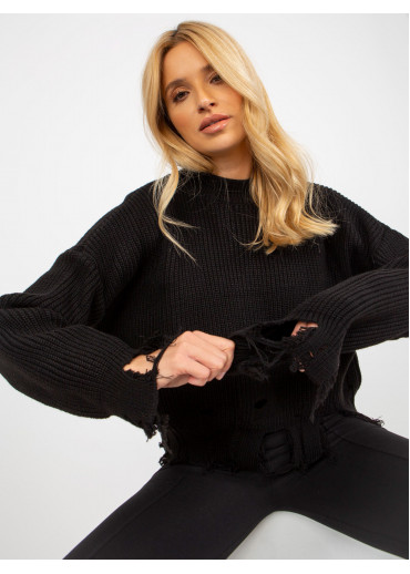 Čierny potrhaný sveter