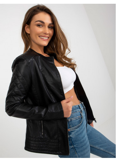 Čierna koženková bunda