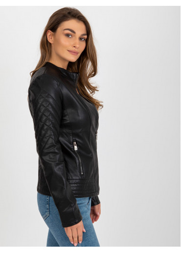 Čierna koženková bunda