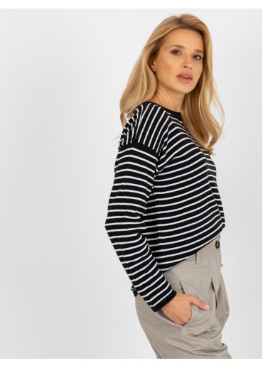 Čierny pruhovaný pulóver