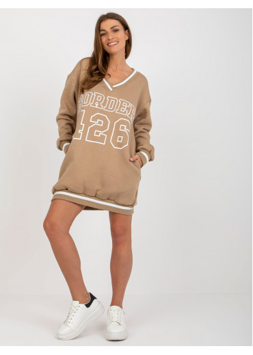 Béžovo hnedá mikina s potlačou