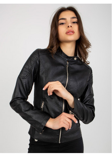 Čierna koženková bunda