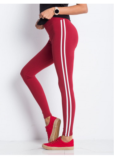 Bordovo červená legíny s lampasmi